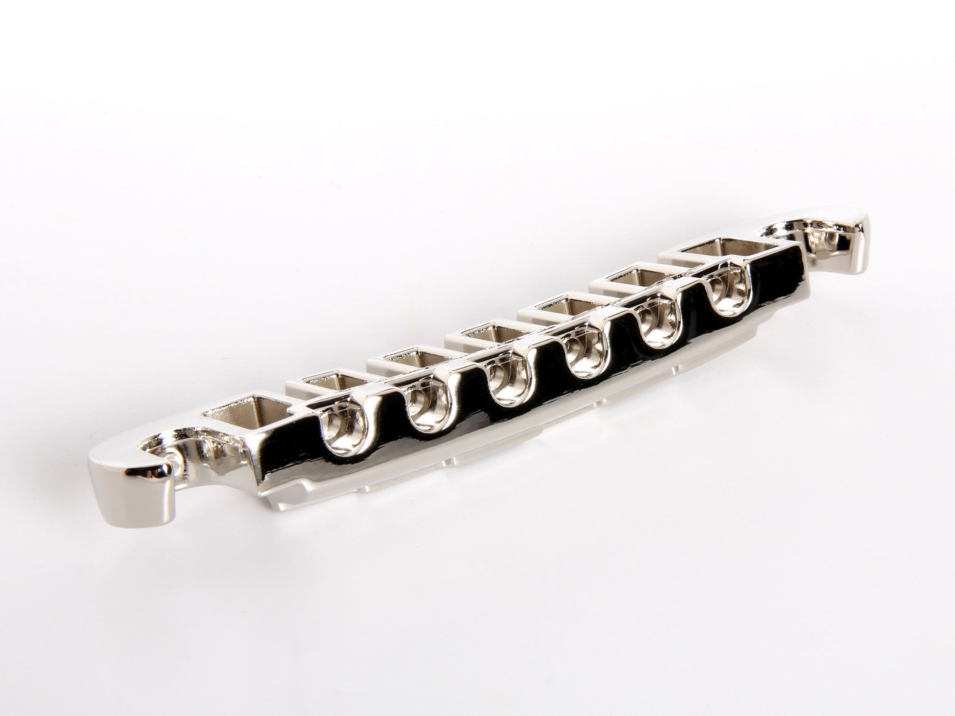 OEM lightning bar wraparound tailpiece compensated for unwound G string, nickel-plated zinc, ball end tunnels