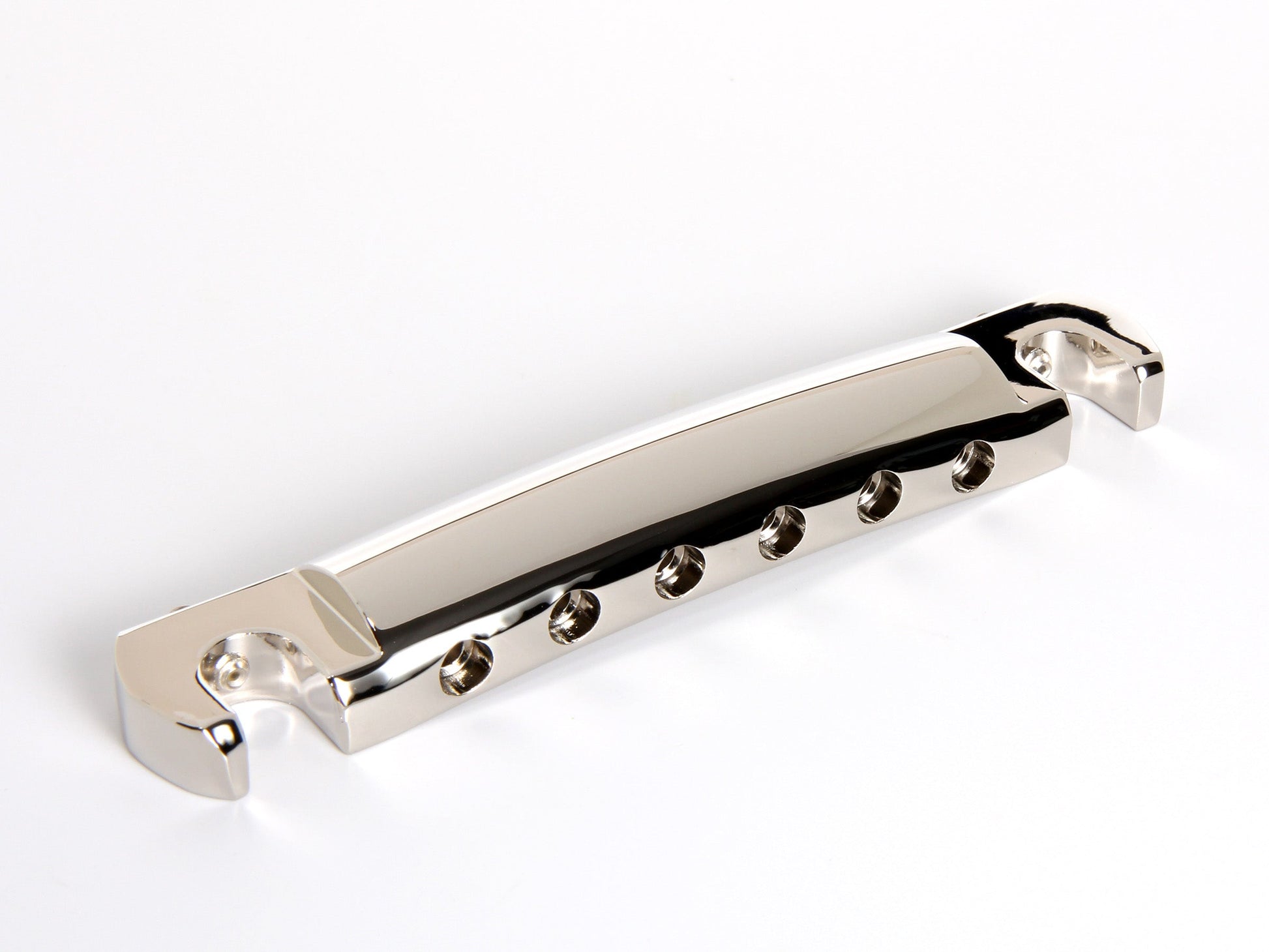OEM wraparound tailpiece, nickel-plated aluminum, front, alternate view