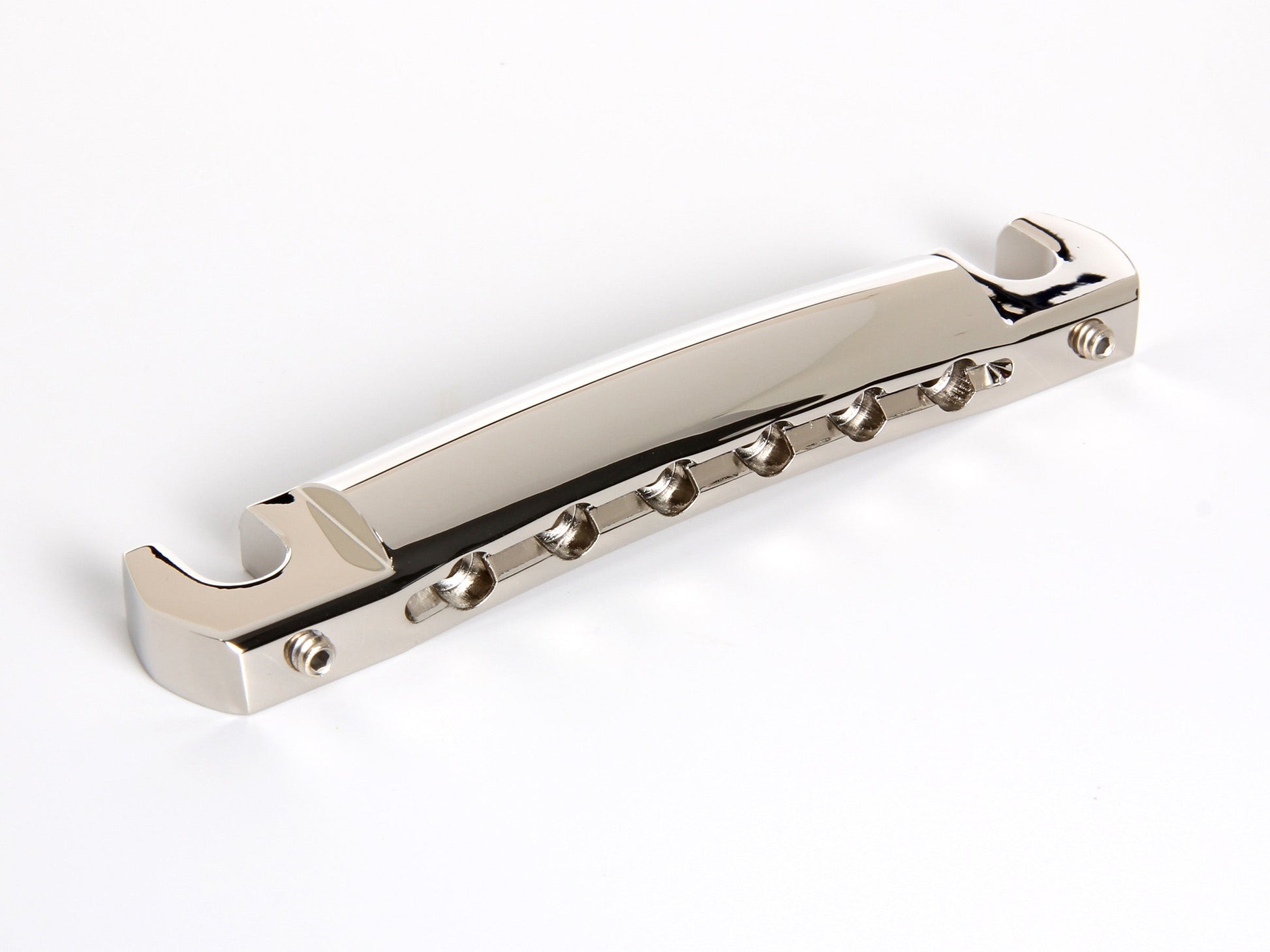 OEM wraparound tailpiece, nickel-plated aluminum, rear, alternate view