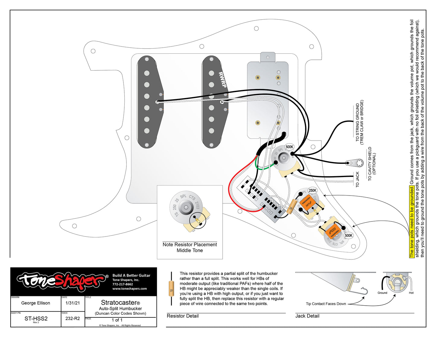 ToneShapers HSS2 Strat Wiring Diagram Page 2