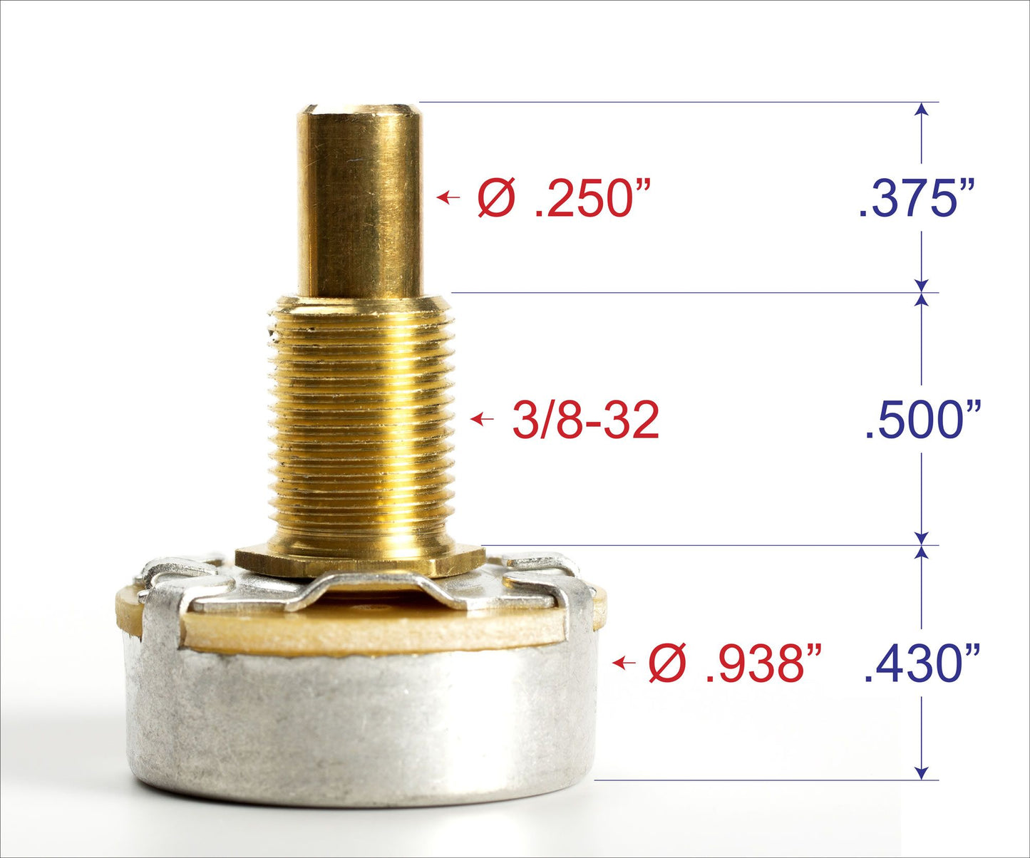 CTS 500K Audio Pot Dimensions