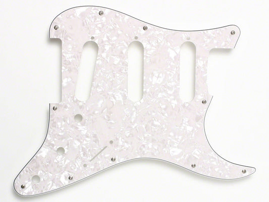Fender Pickguard, Strat, Modern 11-Hole, White Pearloid
