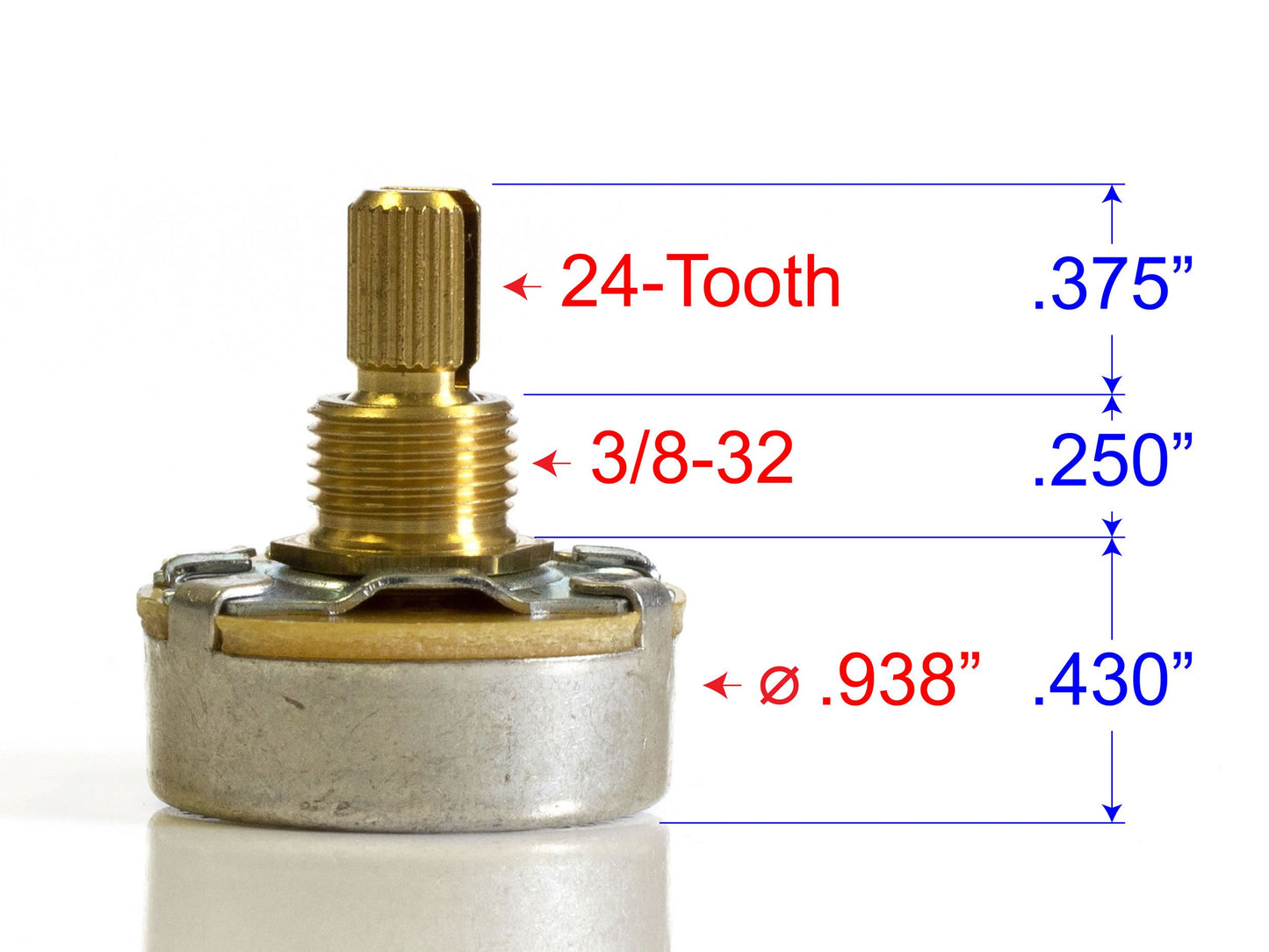 CTS Pot, 500k Audio, Split Shaft (4 Pack)