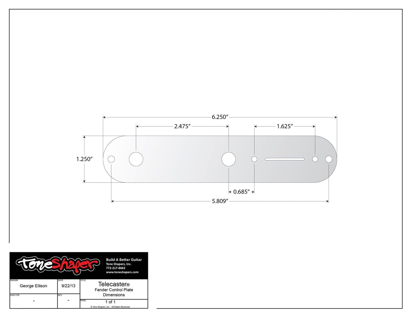 Fender Tele Control Plate, Chrome