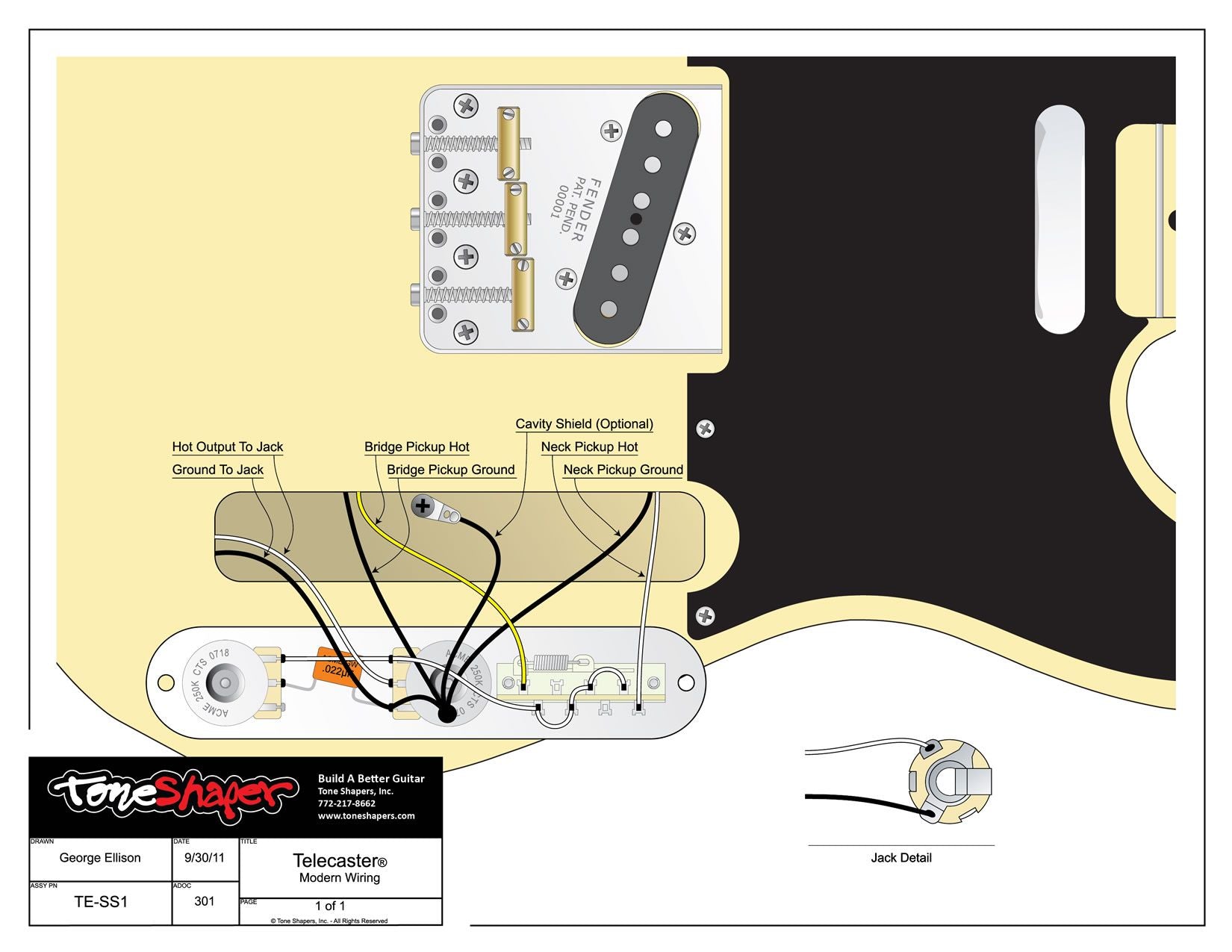 ToneShaper Wiring Kit, Telecaster, Modern (SS1) – ToneShapers