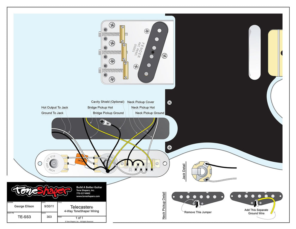 ToneShaper Wiring Kit, Telecaster, 4-Way TS (SS3) – ToneShapers