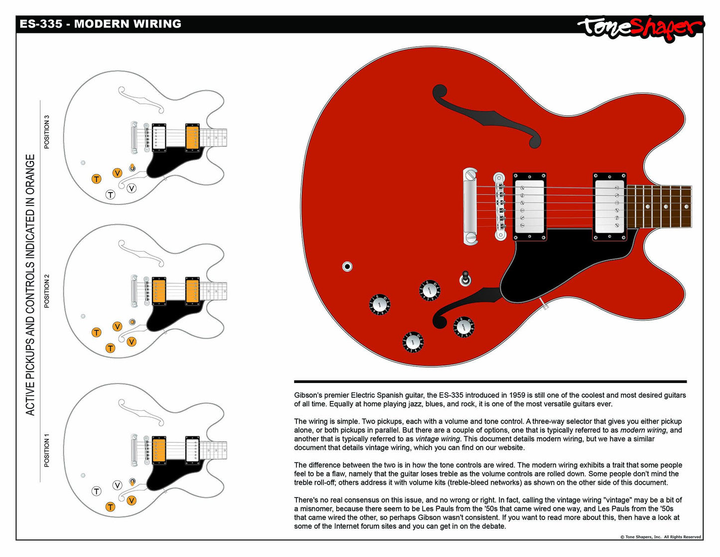 ToneShaper Wiring Kit, Gibson ES-335
